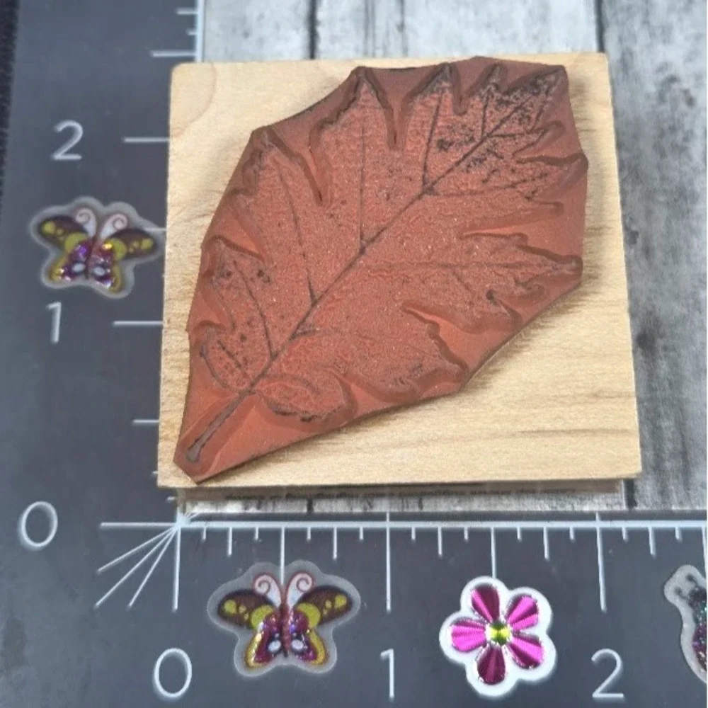 Hero Arts Poetic Pin Art Print Oak Leaf Tree 2001 Rubber Stamp Wood #E3
